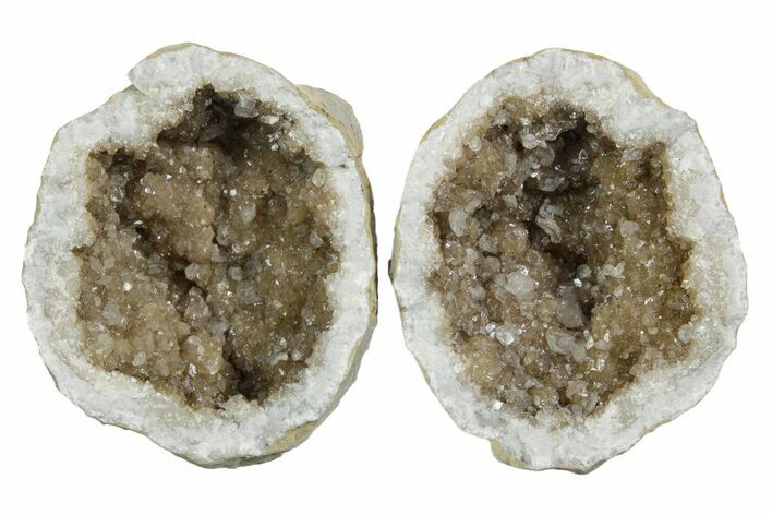 Keokuk Geode with Calcite Crystals (Pair) - Missouri #349522
